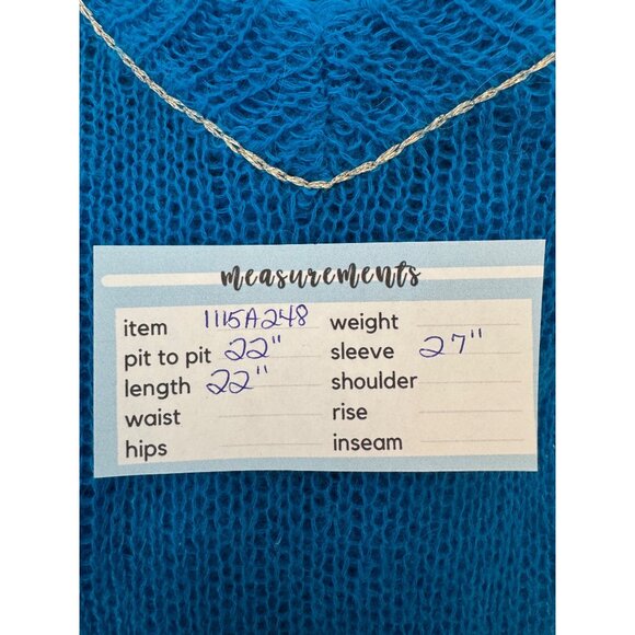 ZARA Small Open-Knit Sweater Sheer Teal/Blue Wool & Polyamide Blend - Picture 10 of 14